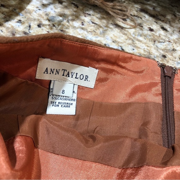 Ann Taylor Cashmere Wool Blend Brown A-line Skirt 8 - Picture 4 of 7